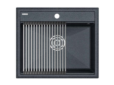Кухонная мойка + коландер Paulmark PM115951-DG+R375-BS 59х51 цвет графит